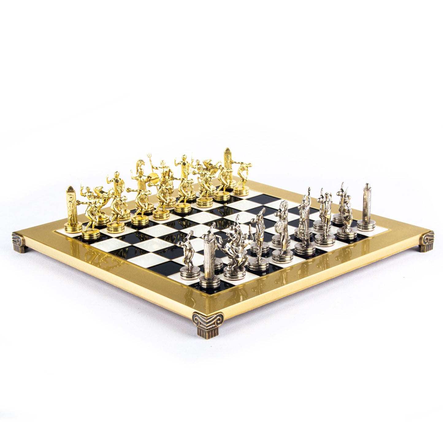 DISCUS THROWER CHESS SET with gold/silver chessmen and bronze chessboard 36 x 36cm (Medium) - Premium Chess from MANOPOULOS Chess & Backgammon - Just €210! Shop now at MANOPOULOS Chess & Backgammon