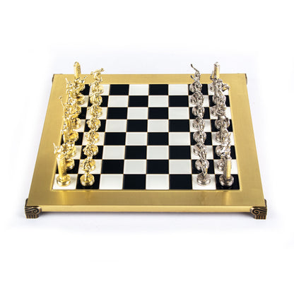 DISCUS THROWER CHESS SET with gold/silver chessmen and bronze chessboard 36 x 36cm (Medium) - Premium Chess from MANOPOULOS Chess & Backgammon - Just €210! Shop now at MANOPOULOS Chess & Backgammon