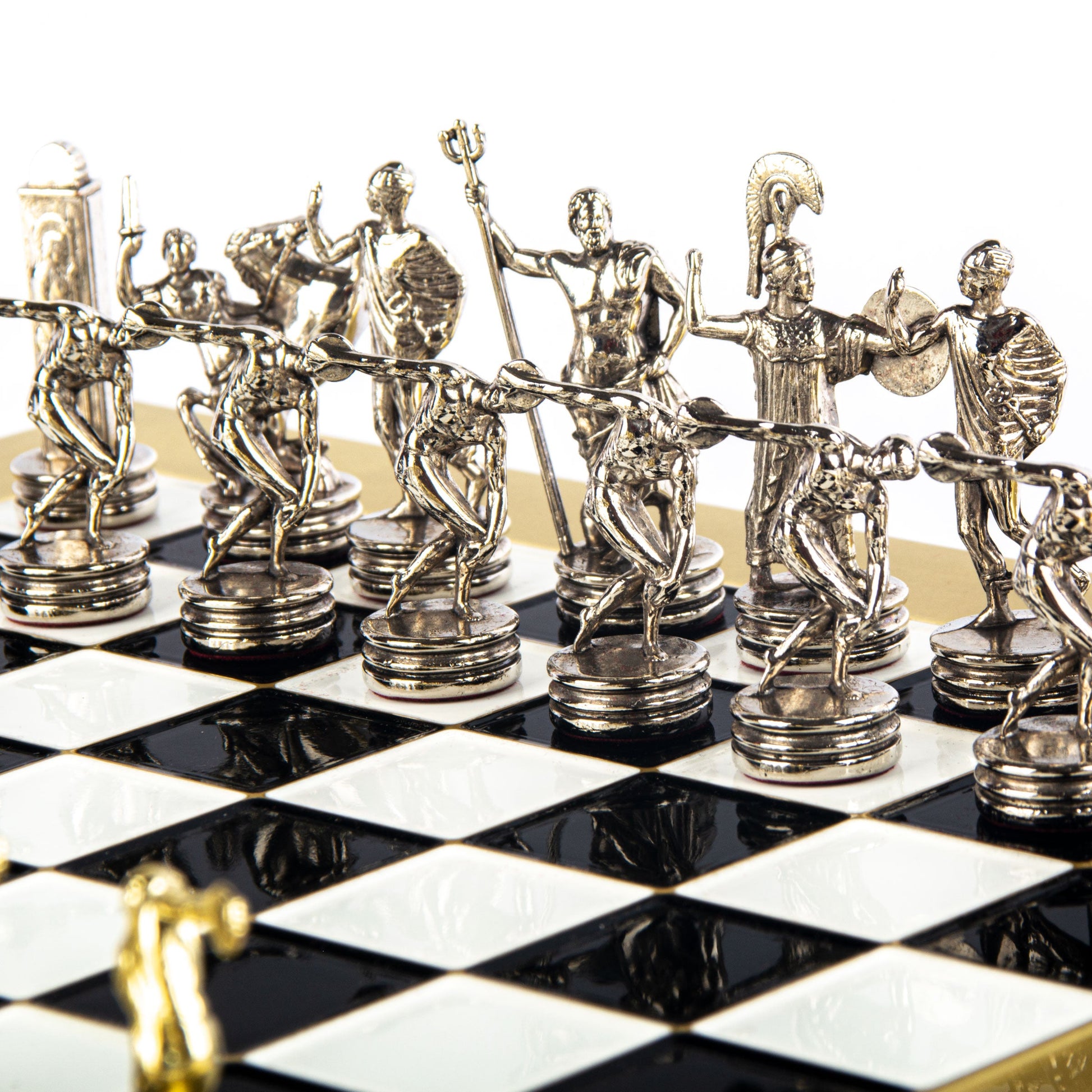 DISCUS THROWER CHESS SET with gold/silver chessmen and bronze chessboard 36 x 36cm (Medium) - Premium Chess from MANOPOULOS Chess & Backgammon - Just €210! Shop now at MANOPOULOS Chess & Backgammon