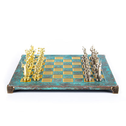 DISCUS THROWER CHESS SET with gold/silver chessmen and bronze chessboard 36 x 36cm (Medium) - Premium Chess from MANOPOULOS Chess & Backgammon - Just €210! Shop now at MANOPOULOS Chess & Backgammon