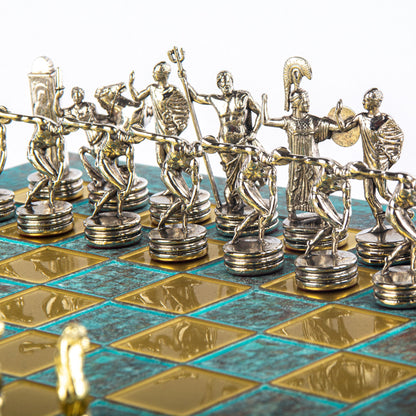 DISCUS THROWER CHESS SET with gold/silver chessmen and bronze chessboard 36 x 36cm (Medium) - Premium Chess from MANOPOULOS Chess & Backgammon - Just €210! Shop now at MANOPOULOS Chess & Backgammon