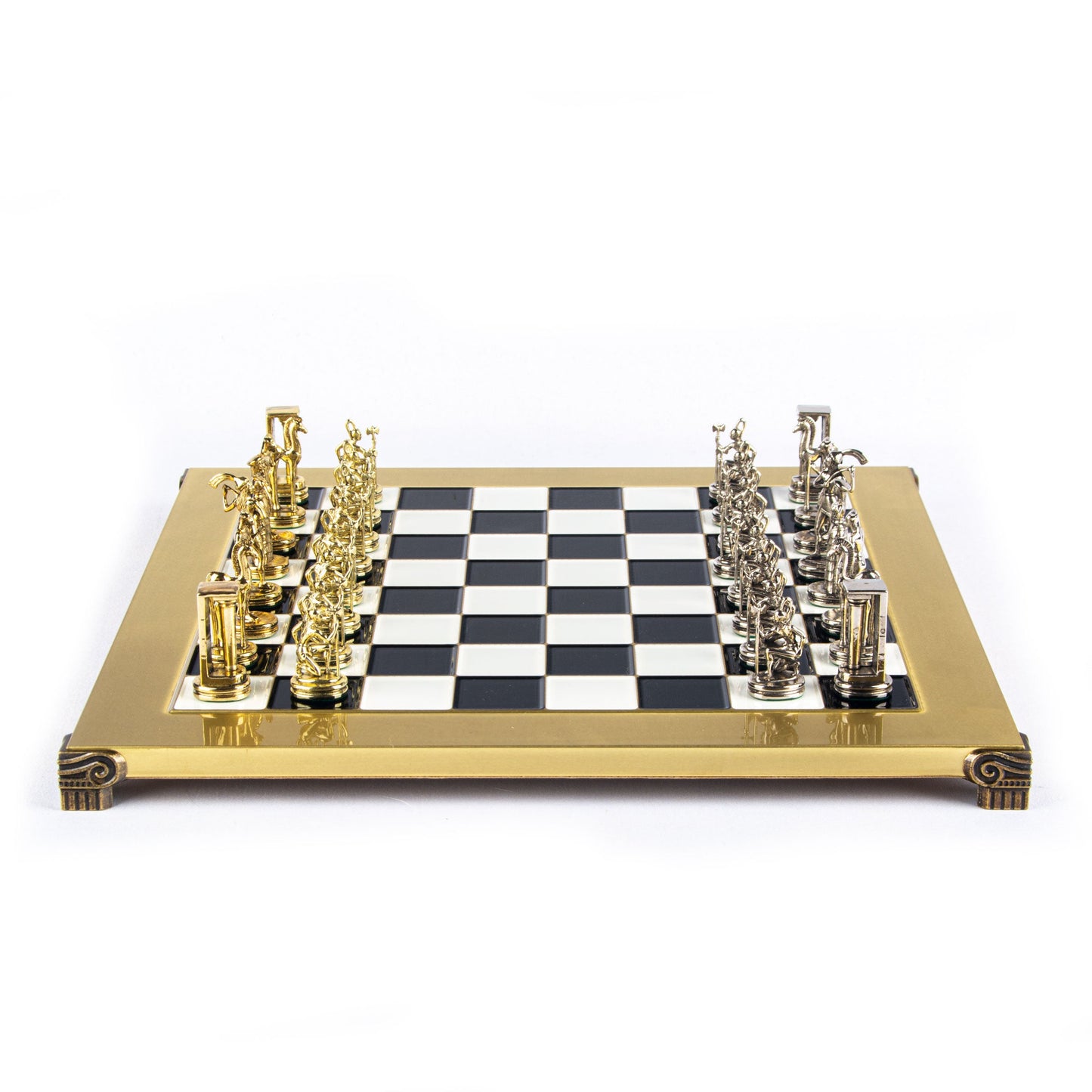 MINOAN WARRIOR CHESS SET with gold/silver chessmen and bronze chessboard 36 x 36cm (Medium) - Premium Chess from MANOPOULOS Chess & Backgammon - Just €210! Shop now at MANOPOULOS Chess & Backgammon