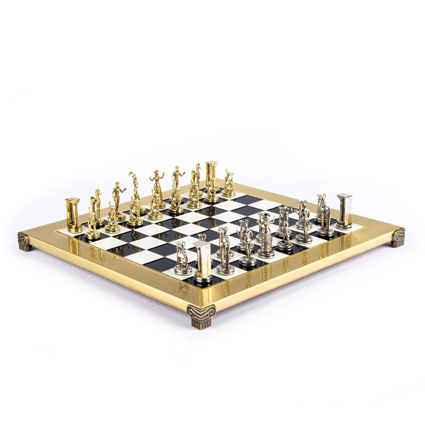 MINOAN WARRIOR CHESS SET with gold/silver chessmen and bronze chessboard 36 x 36cm (Medium) - Premium Chess from MANOPOULOS Chess & Backgammon - Just €210! Shop now at MANOPOULOS Chess & Backgammon