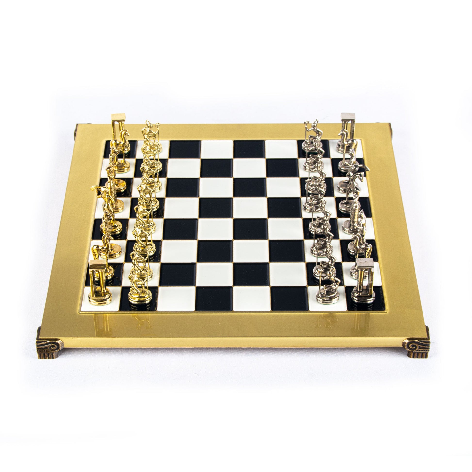 MINOAN WARRIOR CHESS SET with gold/silver chessmen and bronze chessboard 36 x 36cm (Medium) - Premium Chess from MANOPOULOS Chess & Backgammon - Just €210! Shop now at MANOPOULOS Chess & Backgammon