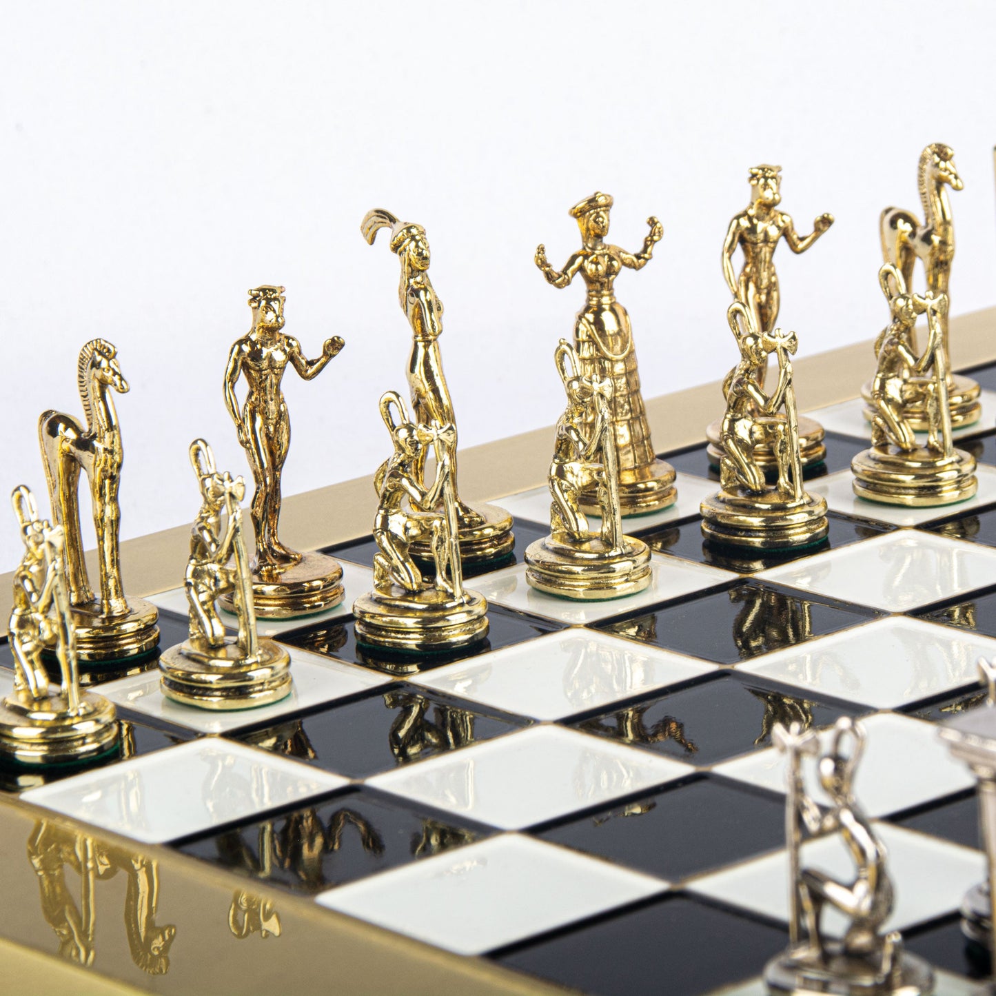 MINOAN WARRIOR CHESS SET with gold/silver chessmen and bronze chessboard 36 x 36cm (Medium) - Premium Chess from MANOPOULOS Chess & Backgammon - Just €210! Shop now at MANOPOULOS Chess & Backgammon