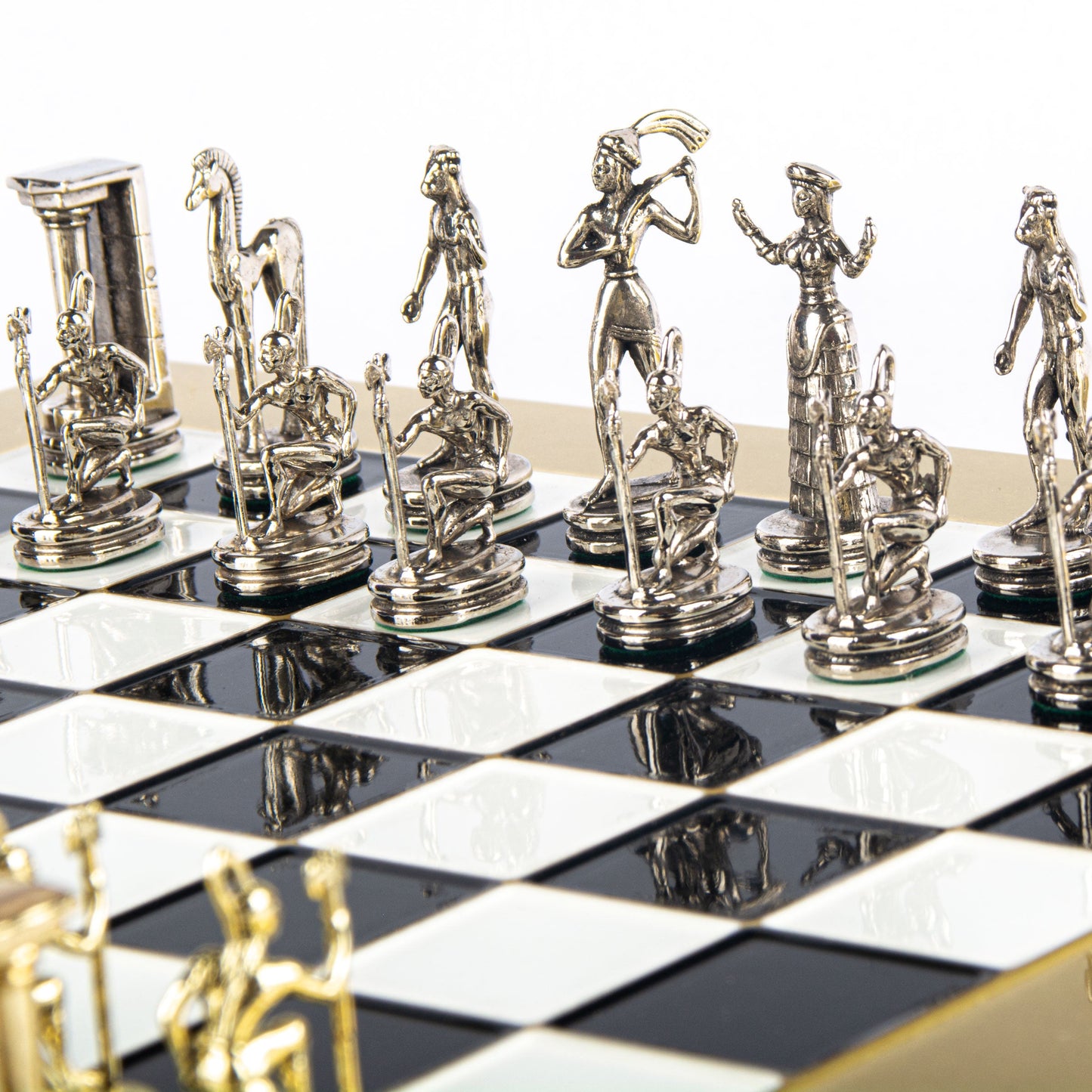 MINOAN WARRIOR CHESS SET with gold/silver chessmen and bronze chessboard 36 x 36cm (Medium) - Premium Chess from MANOPOULOS Chess & Backgammon - Just €210! Shop now at MANOPOULOS Chess & Backgammon