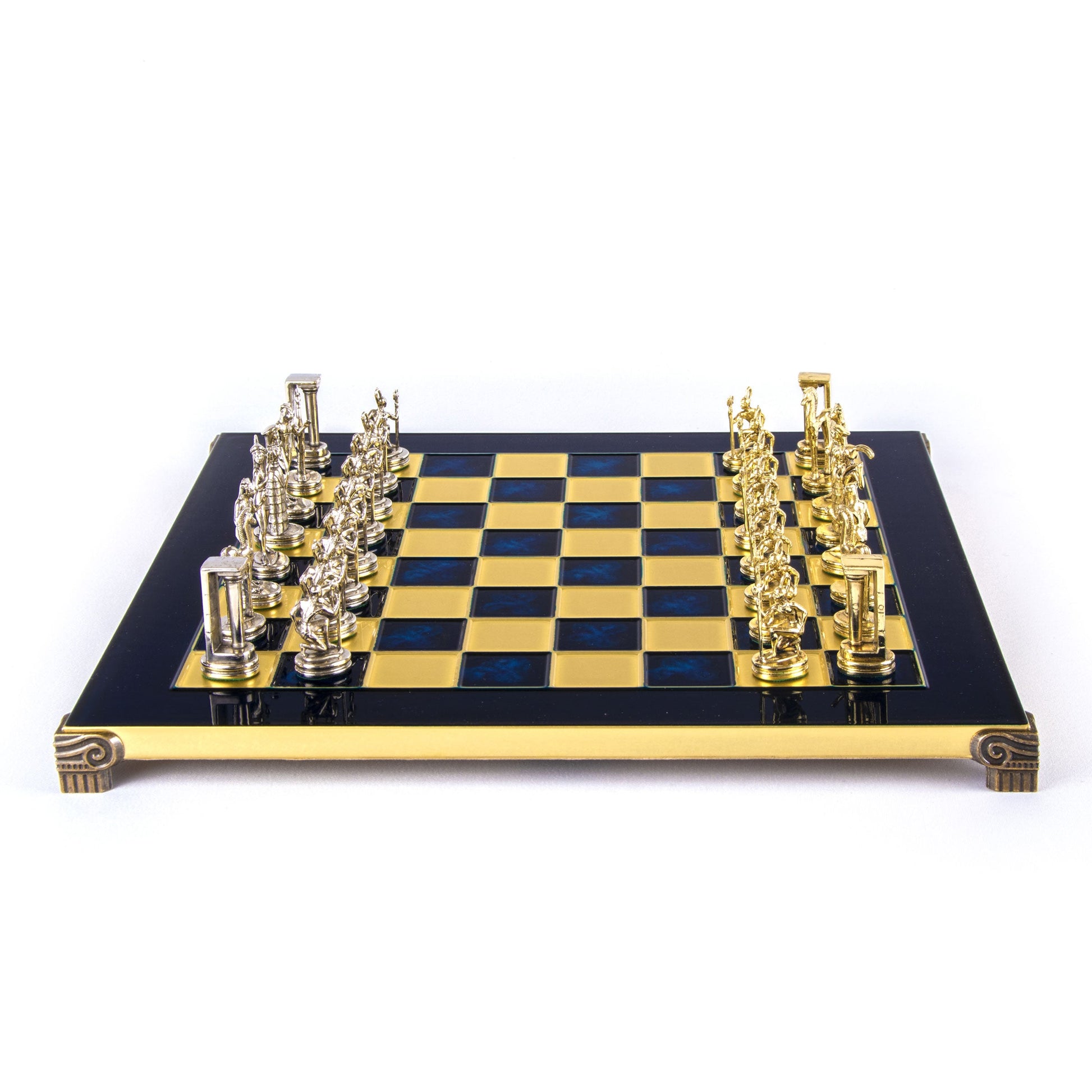 MINOAN WARRIOR CHESS SET with gold/silver chessmen and bronze chessboard 36 x 36cm (Medium) - Premium Chess from MANOPOULOS Chess & Backgammon - Just €210! Shop now at MANOPOULOS Chess & Backgammon