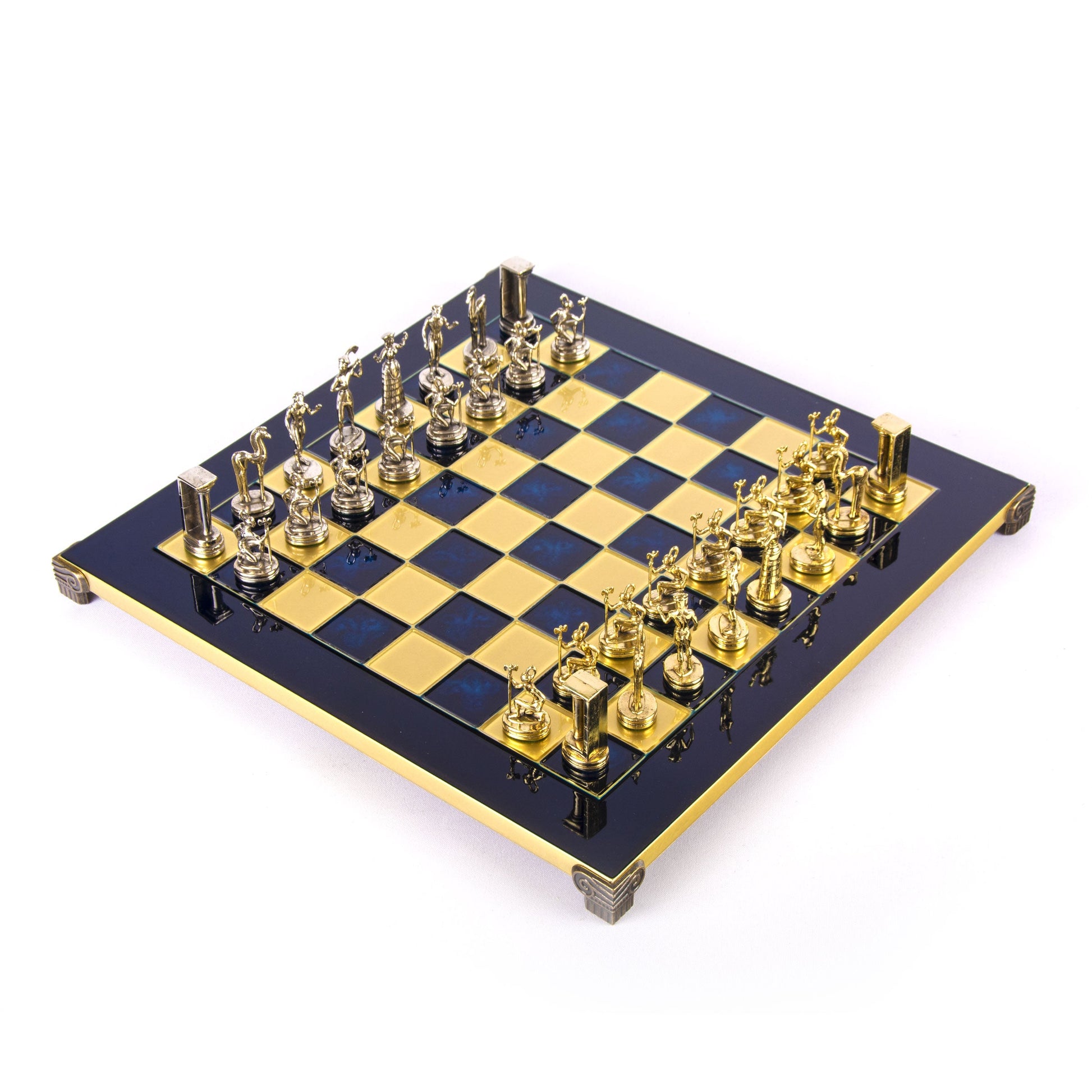 MINOAN WARRIOR CHESS SET with gold/silver chessmen and bronze chessboard 36 x 36cm (Medium) - Premium Chess from MANOPOULOS Chess & Backgammon - Just €210! Shop now at MANOPOULOS Chess & Backgammon