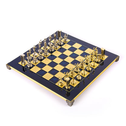 MINOAN WARRIOR CHESS SET with gold/silver chessmen and bronze chessboard 36 x 36cm (Medium) - Premium Chess from MANOPOULOS Chess & Backgammon - Just €210! Shop now at MANOPOULOS Chess & Backgammon