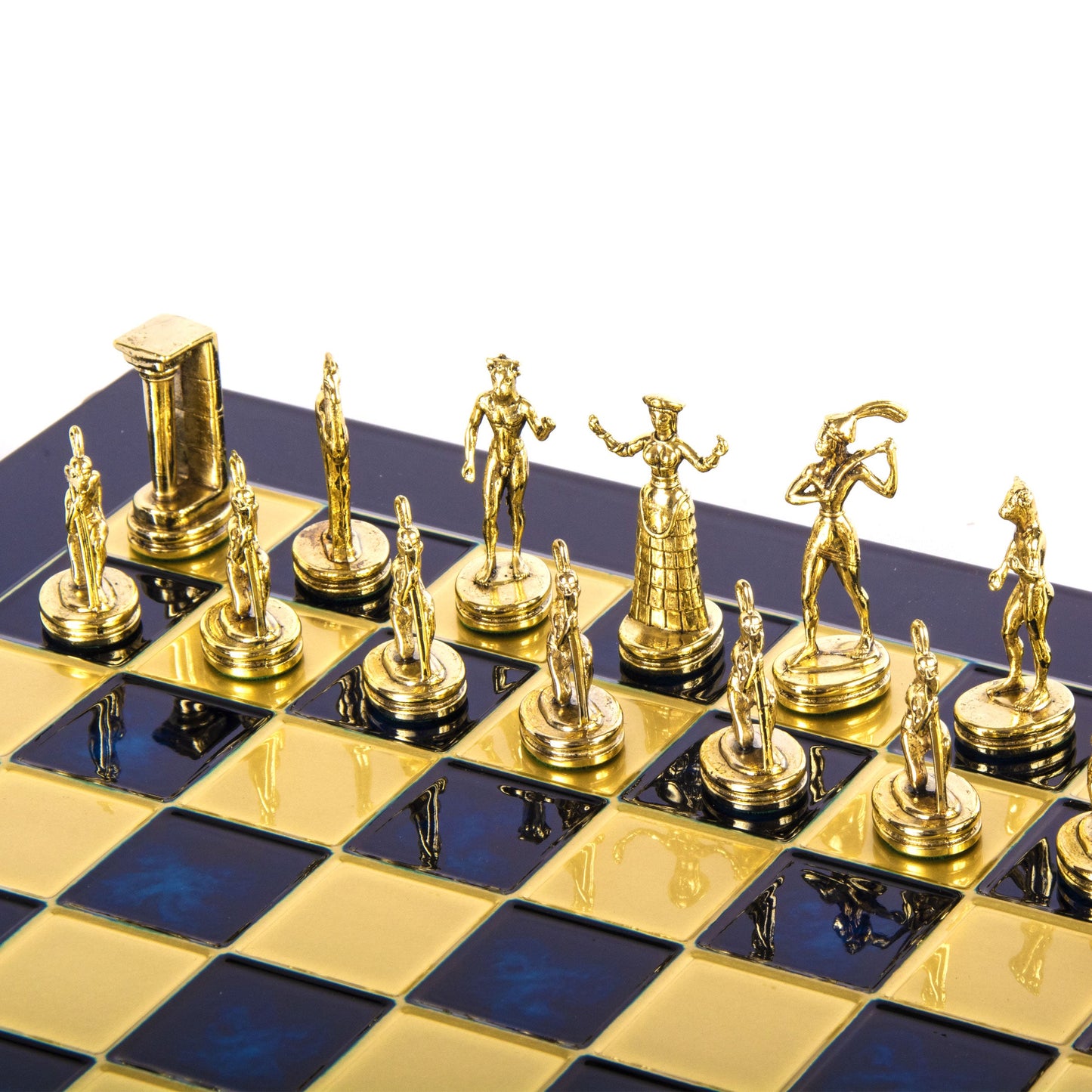 MINOAN WARRIOR CHESS SET with gold/silver chessmen and bronze chessboard 36 x 36cm (Medium) - Premium Chess from MANOPOULOS Chess & Backgammon - Just €210! Shop now at MANOPOULOS Chess & Backgammon