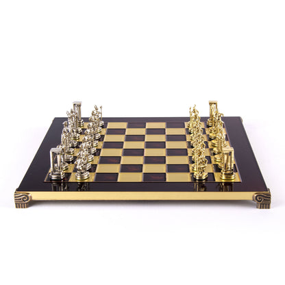 MINOAN WARRIOR CHESS SET with gold/silver chessmen and bronze chessboard 36 x 36cm (Medium) - Premium Chess from MANOPOULOS Chess & Backgammon - Just €210! Shop now at MANOPOULOS Chess & Backgammon