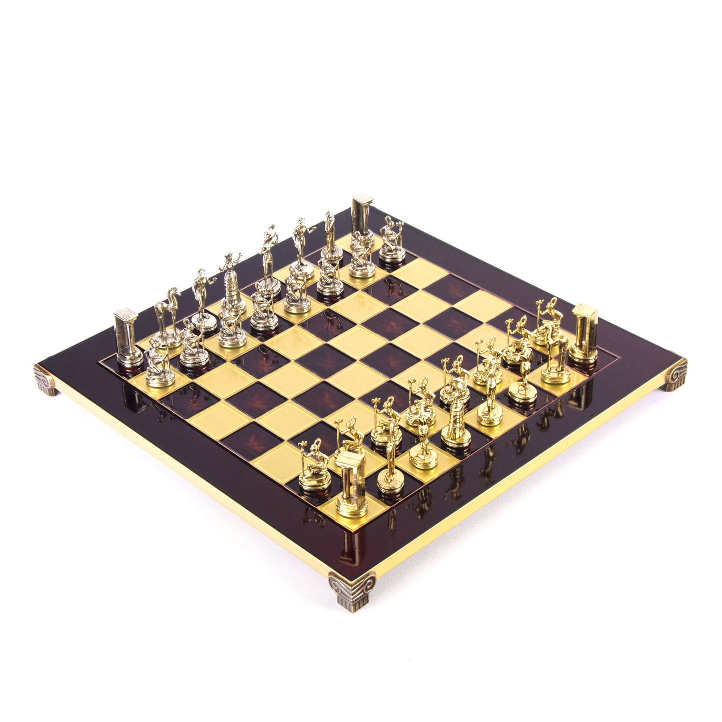 MINOAN WARRIOR CHESS SET with gold/silver chessmen and bronze chessboard 36 x 36cm (Medium) - Premium Chess from MANOPOULOS Chess & Backgammon - Just €210! Shop now at MANOPOULOS Chess & Backgammon