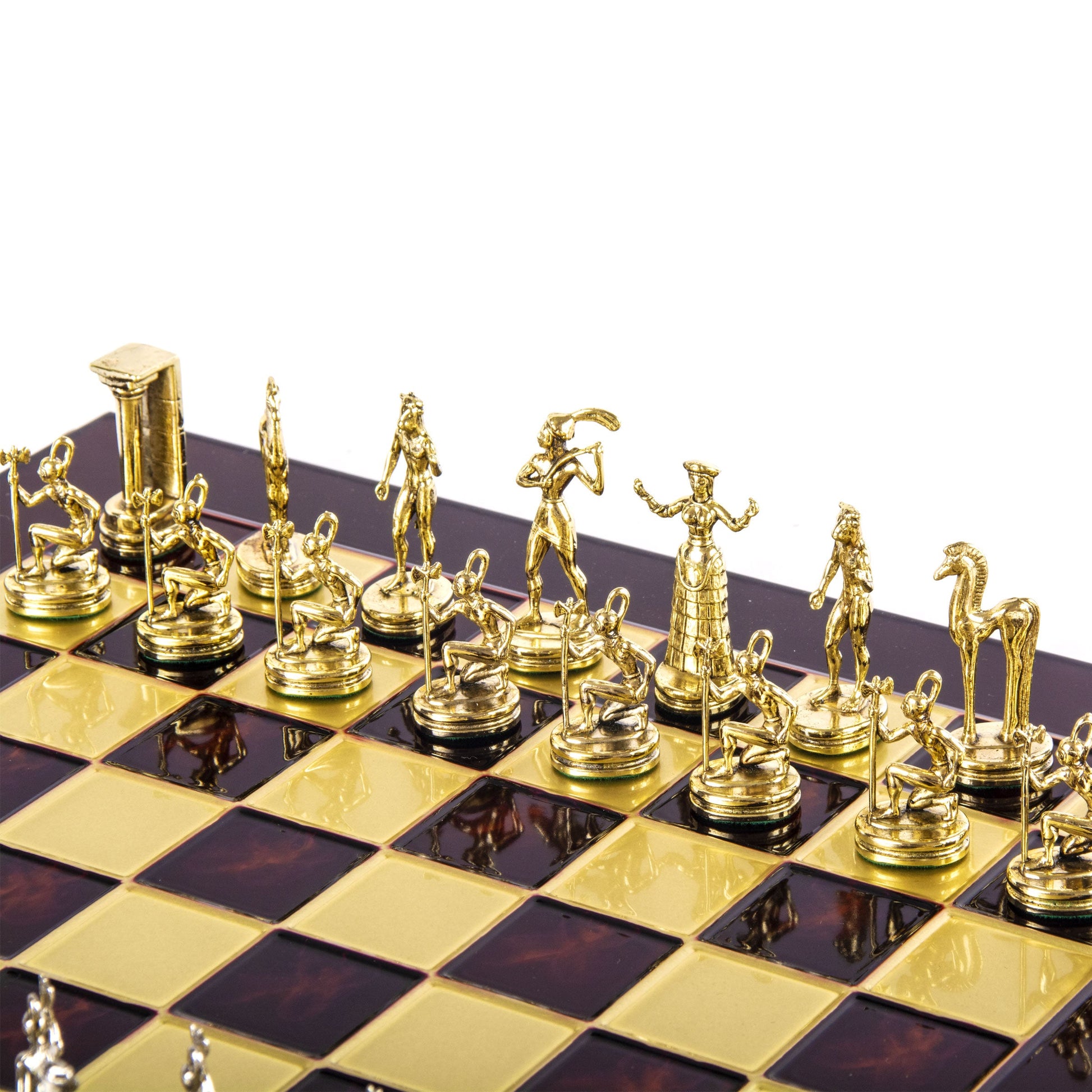 MINOAN WARRIOR CHESS SET with gold/silver chessmen and bronze chessboard 36 x 36cm (Medium) - Premium Chess from MANOPOULOS Chess & Backgammon - Just €210! Shop now at MANOPOULOS Chess & Backgammon