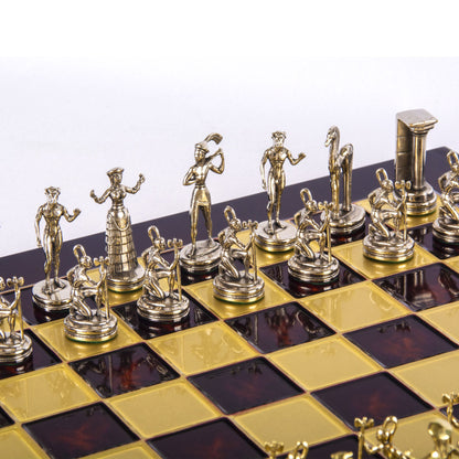 MINOAN WARRIOR CHESS SET with gold/silver chessmen and bronze chessboard 36 x 36cm (Medium) - Premium Chess from MANOPOULOS Chess & Backgammon - Just €210! Shop now at MANOPOULOS Chess & Backgammon