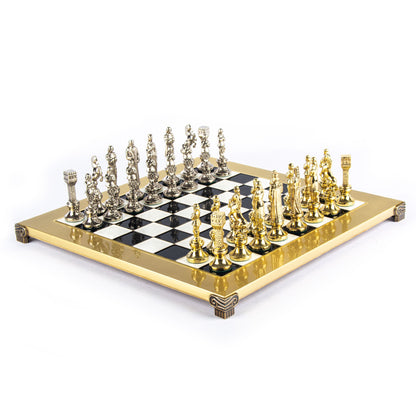 RENAISSANCE CHESS SET with gold/silver chessmen and bronze chessboard 36 x 36cm (Medium) - Premium Chess from MANOPOULOS Chess & Backgammon - Just €210! Shop now at MANOPOULOS Chess & Backgammon