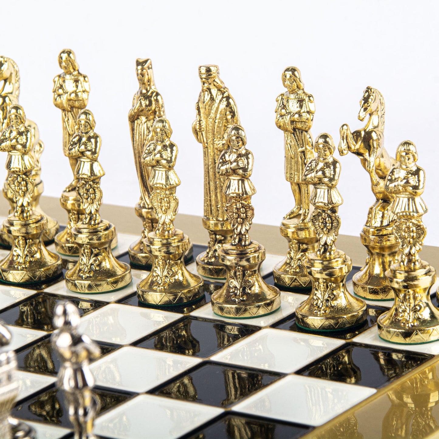 RENAISSANCE CHESS SET with gold/silver chessmen and bronze chessboard 36 x 36cm (Medium) - Premium Chess from MANOPOULOS Chess & Backgammon - Just €210! Shop now at MANOPOULOS Chess & Backgammon