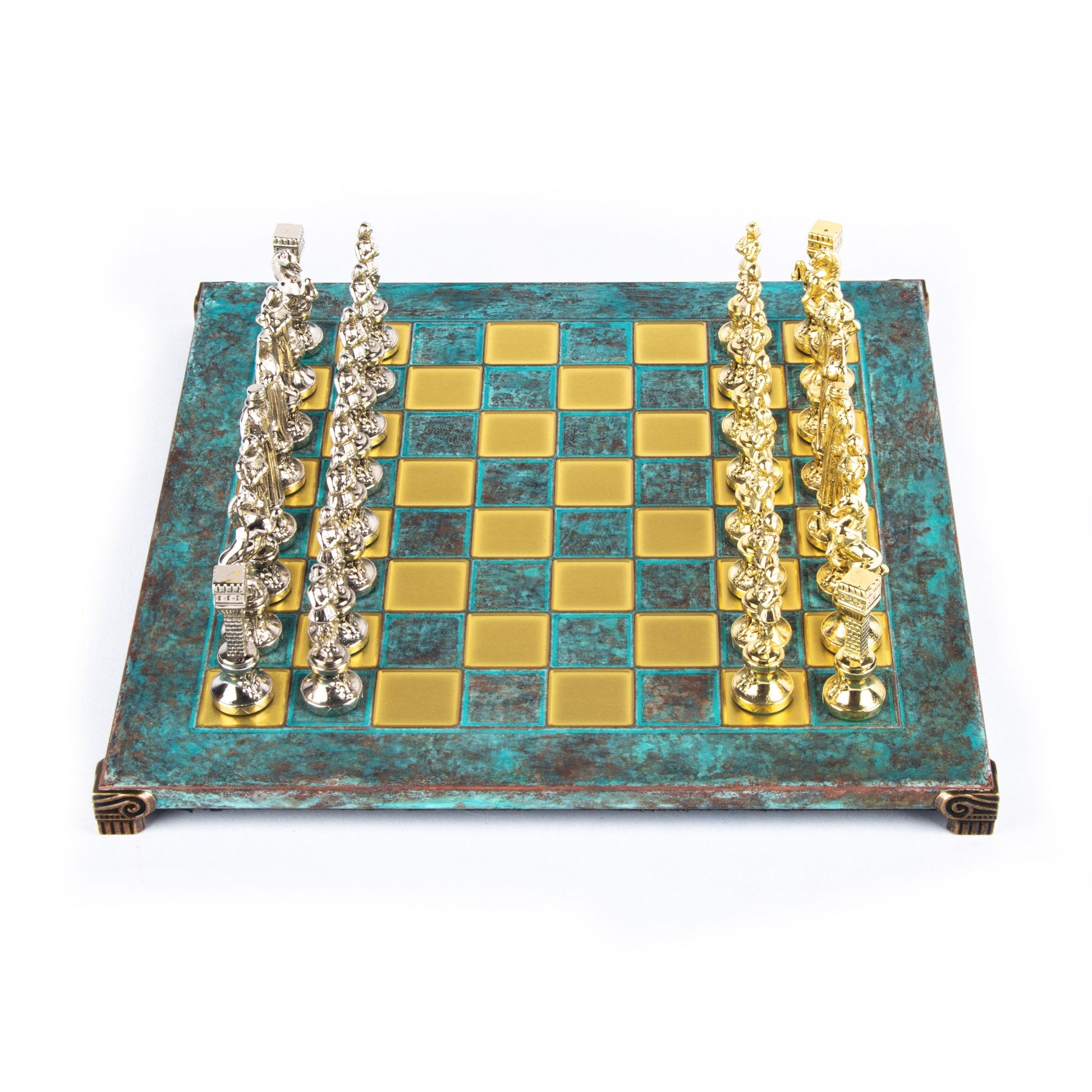 RENAISSANCE CHESS SET with gold/silver chessmen and bronze chessboard 36 x 36cm (Medium) - Premium Chess from MANOPOULOS Chess & Backgammon - Just €210! Shop now at MANOPOULOS Chess & Backgammon