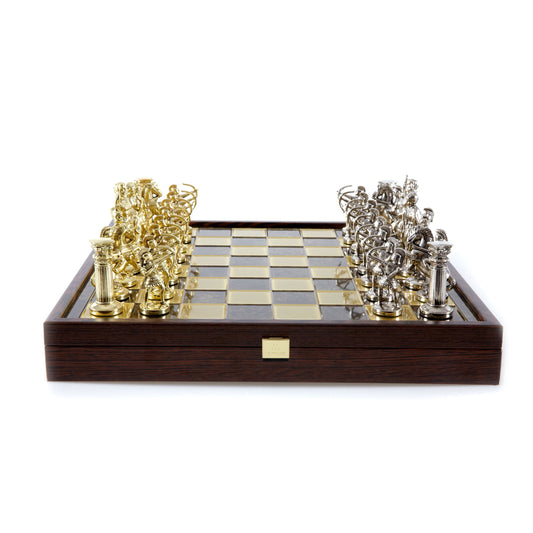 ARCHERS CHESS SET in wooden box with gold/silver chessmen and bronze chessboard (Large) - Premium Chess from MANOPOULOS Chess & Backgammon - Just €239! Shop now at MANOPOULOS Chess & Backgammon