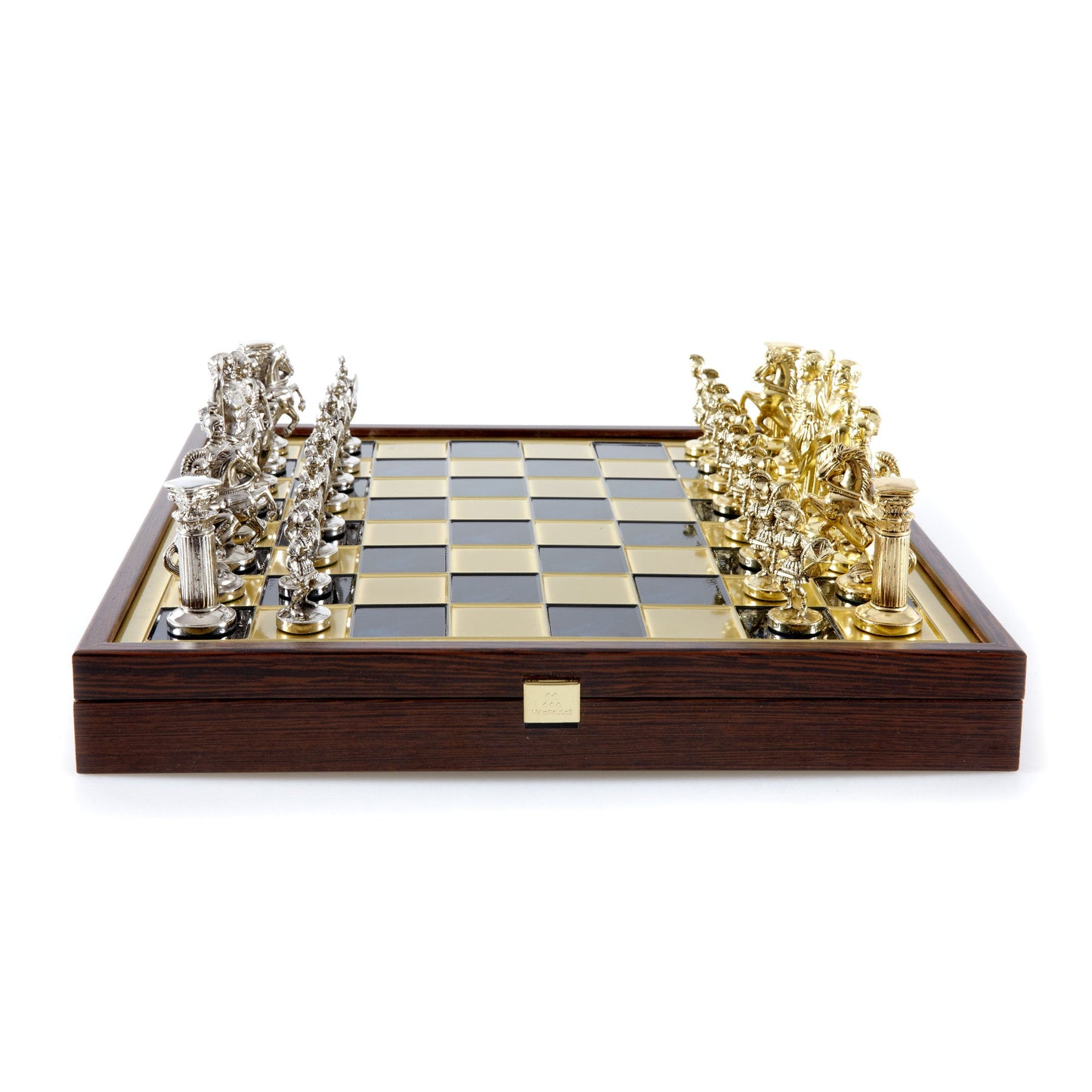 GREEK ROMAN PERIOD CHESS SET in wooden box with gold/silver chessmen and bronze chessboard 41 x 41cm (Large) - Premium Chess from MANOPOULOS Chess & Backgammon - Just €239! Shop now at MANOPOULOS Chess & Backgammon