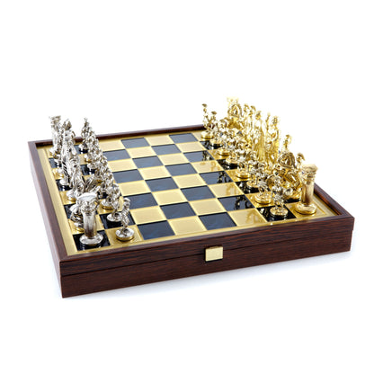 GREEK ROMAN PERIOD CHESS SET in wooden box with gold/silver chessmen and bronze chessboard 41 x 41cm (Large) - Premium Chess from MANOPOULOS Chess & Backgammon - Just €239! Shop now at MANOPOULOS Chess & Backgammon