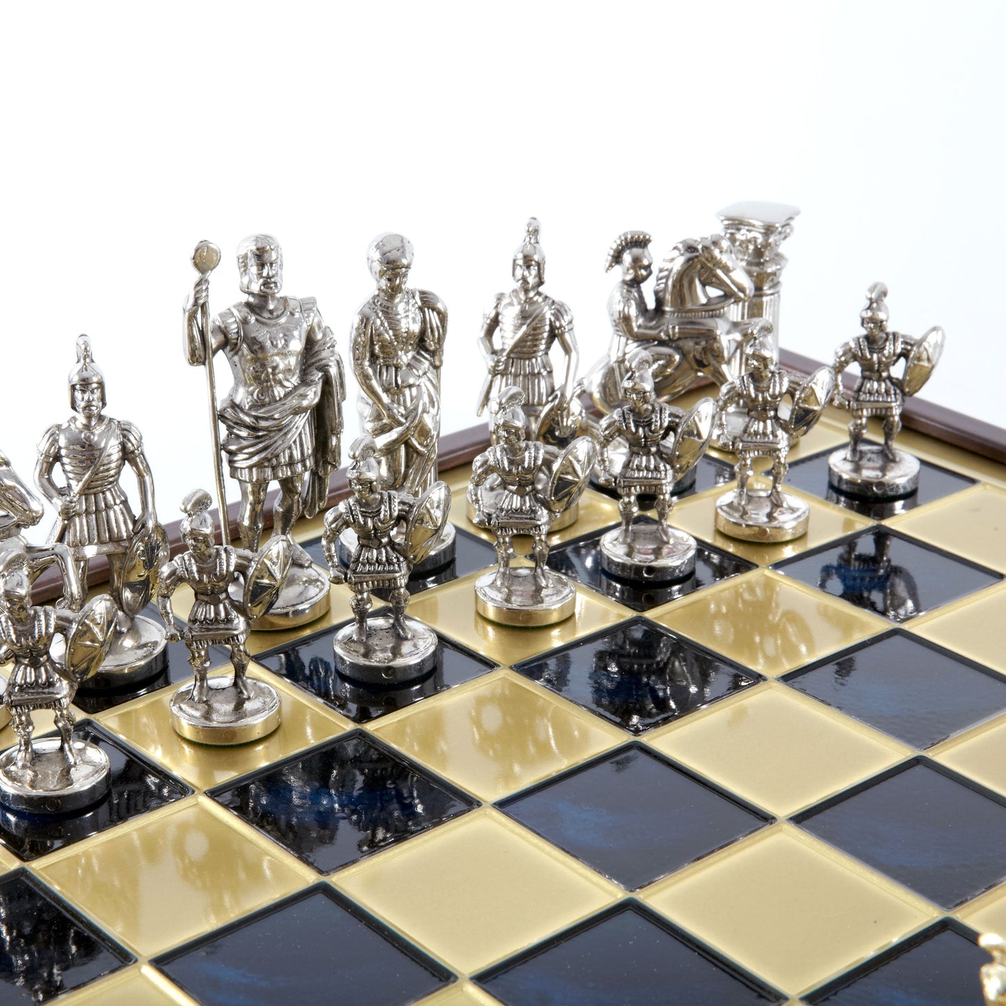 GREEK ROMAN PERIOD CHESS SET in wooden box with gold/silver chessmen and bronze chessboard 41 x 41cm (Large) - Premium Chess from MANOPOULOS Chess & Backgammon - Just €239! Shop now at MANOPOULOS Chess & Backgammon