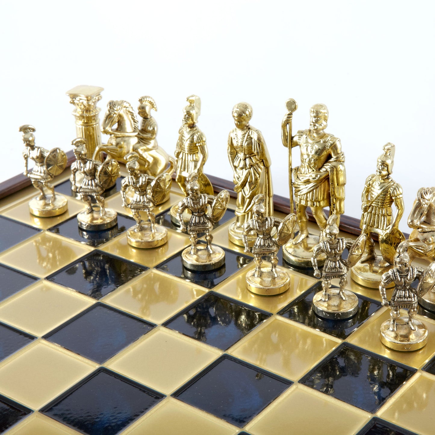 GREEK ROMAN PERIOD CHESS SET in wooden box with gold/silver chessmen and bronze chessboard 41 x 41cm (Large) - Premium Chess from MANOPOULOS Chess & Backgammon - Just €239! Shop now at MANOPOULOS Chess & Backgammon