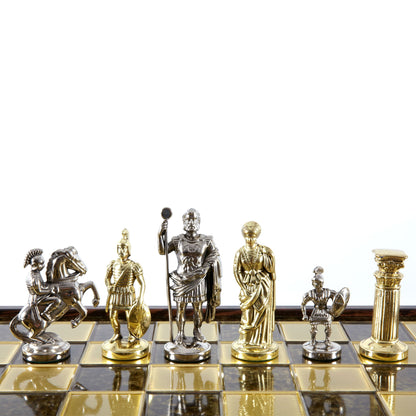 GREEK ROMAN PERIOD CHESS SET in wooden box with gold/silver chessmen and bronze chessboard 41 x 41cm (Large) - Premium Chess from MANOPOULOS Chess & Backgammon - Just €239! Shop now at MANOPOULOS Chess & Backgammon