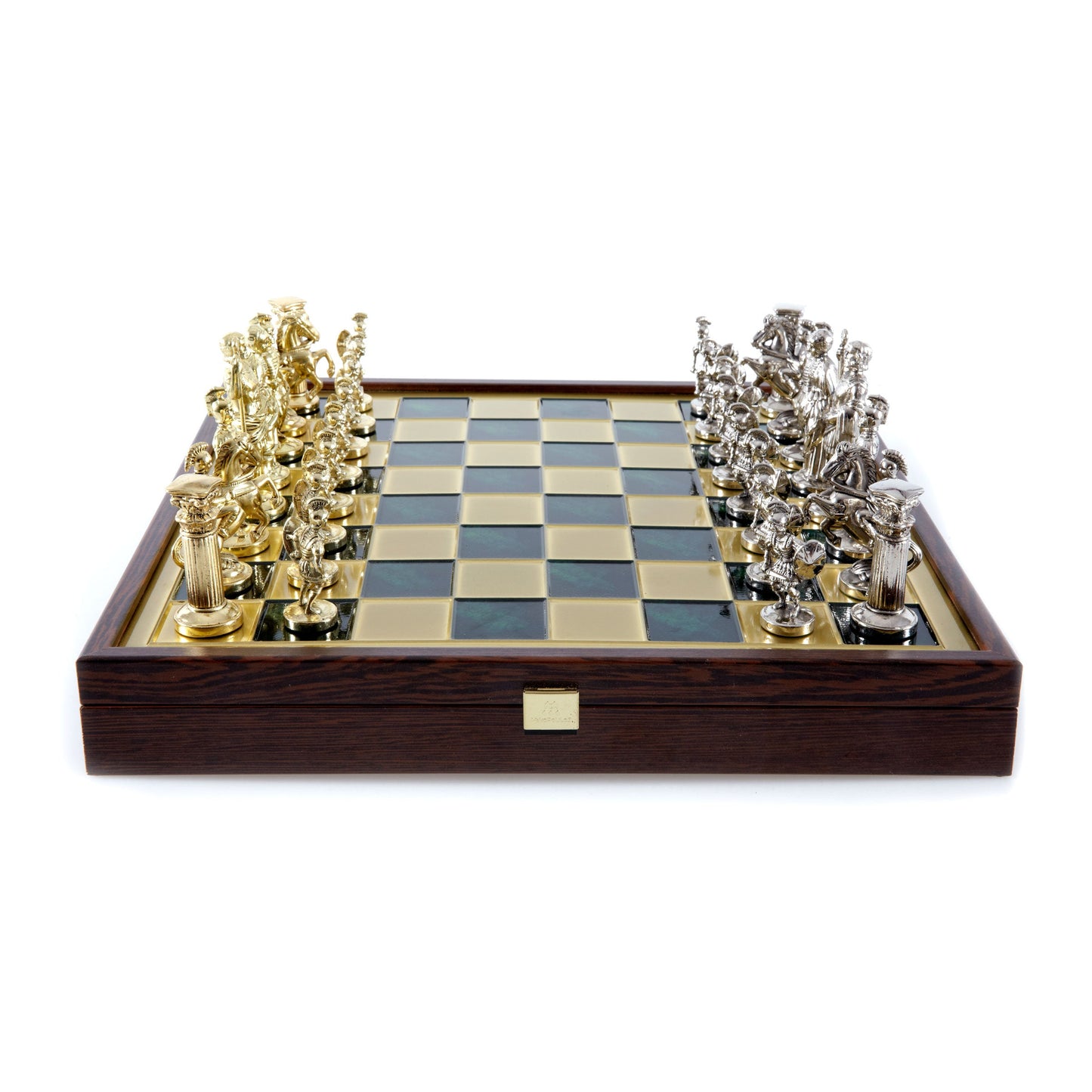 GREEK ROMAN PERIOD CHESS SET in wooden box with gold/silver chessmen and bronze chessboard 41 x 41cm (Large) - Premium Chess from MANOPOULOS Chess & Backgammon - Just €239! Shop now at MANOPOULOS Chess & Backgammon