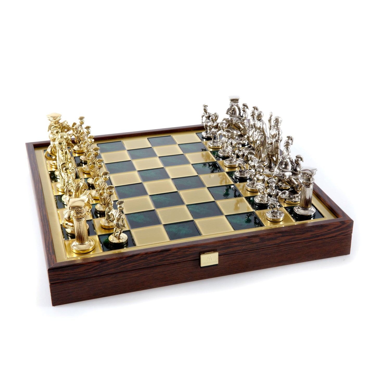 GREEK ROMAN PERIOD CHESS SET in wooden box with gold/silver chessmen and bronze chessboard 41 x 41cm (Large) - Premium Chess from MANOPOULOS Chess & Backgammon - Just €239! Shop now at MANOPOULOS Chess & Backgammon