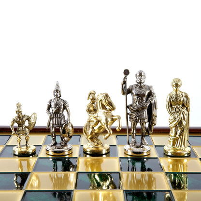 GREEK ROMAN PERIOD CHESS SET in wooden box with gold/silver chessmen and bronze chessboard 41 x 41cm (Large) - Premium Chess from MANOPOULOS Chess & Backgammon - Just €239! Shop now at MANOPOULOS Chess & Backgammon