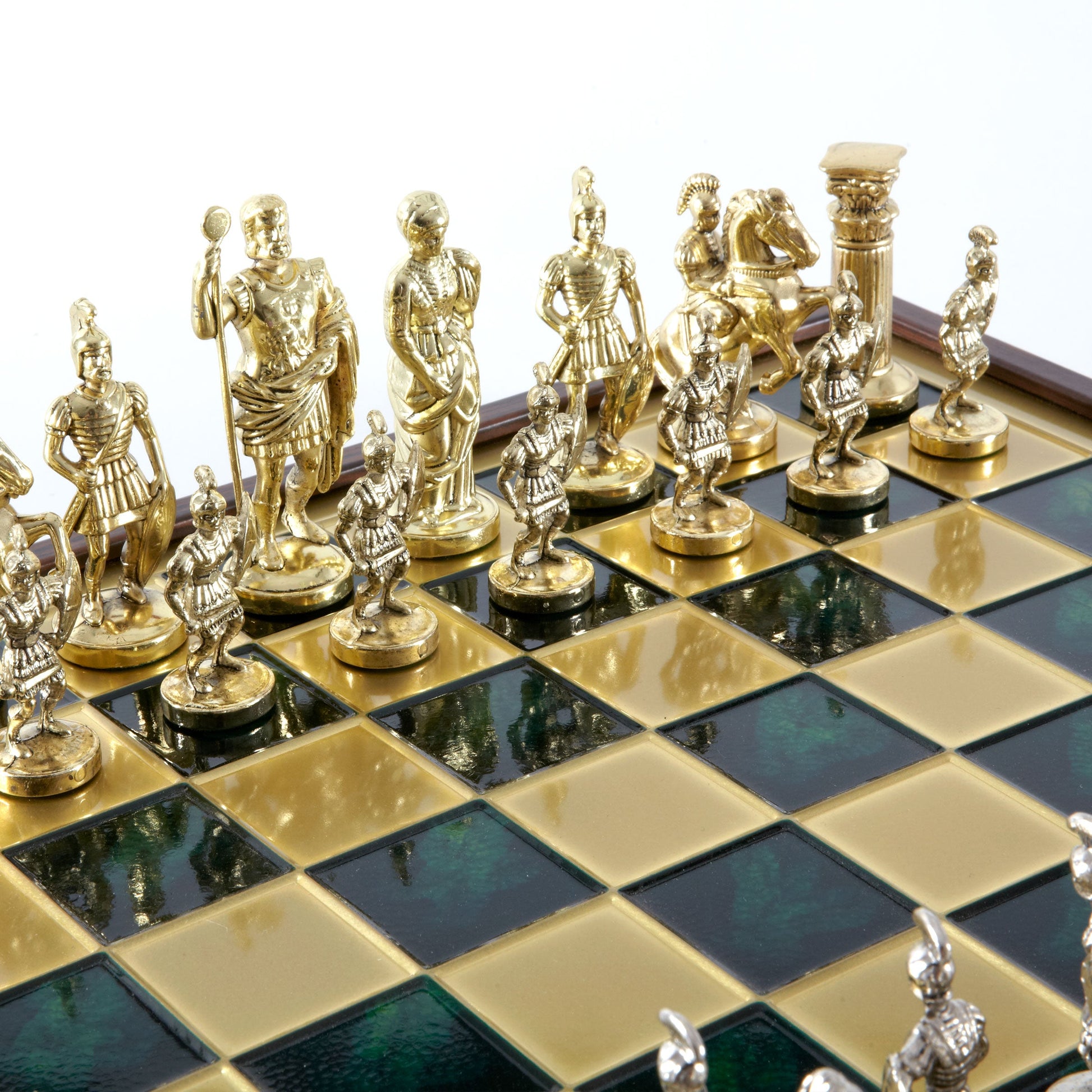 GREEK ROMAN PERIOD CHESS SET in wooden box with gold/silver chessmen and bronze chessboard 41 x 41cm (Large) - Premium Chess from MANOPOULOS Chess & Backgammon - Just €239! Shop now at MANOPOULOS Chess & Backgammon