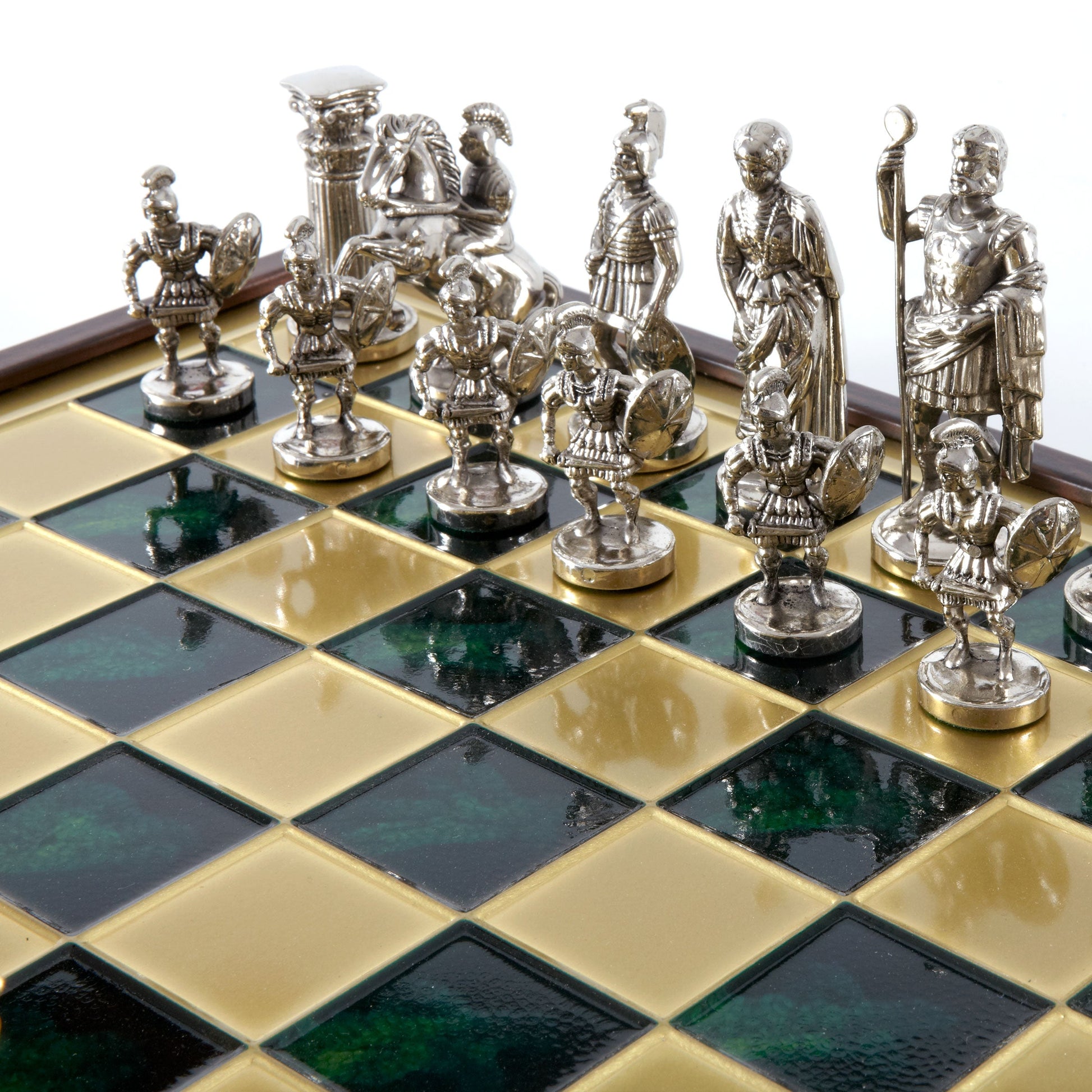 GREEK ROMAN PERIOD CHESS SET in wooden box with gold/silver chessmen and bronze chessboard 41 x 41cm (Large) - Premium Chess from MANOPOULOS Chess & Backgammon - Just €239! Shop now at MANOPOULOS Chess & Backgammon