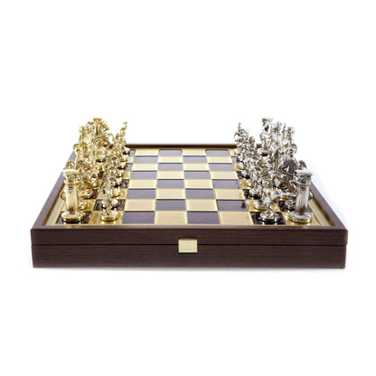 GREEK ROMAN PERIOD CHESS SET in wooden box with gold/silver chessmen and bronze chessboard 41 x 41cm (Large) - Premium Chess from MANOPOULOS Chess & Backgammon - Just €239! Shop now at MANOPOULOS Chess & Backgammon