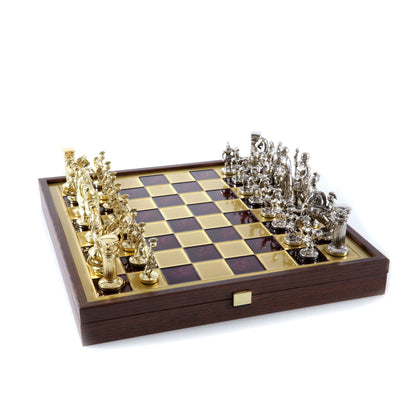 GREEK ROMAN PERIOD CHESS SET in wooden box with gold/silver chessmen and bronze chessboard 41 x 41cm (Large) - Premium Chess from MANOPOULOS Chess & Backgammon - Just €239! Shop now at MANOPOULOS Chess & Backgammon