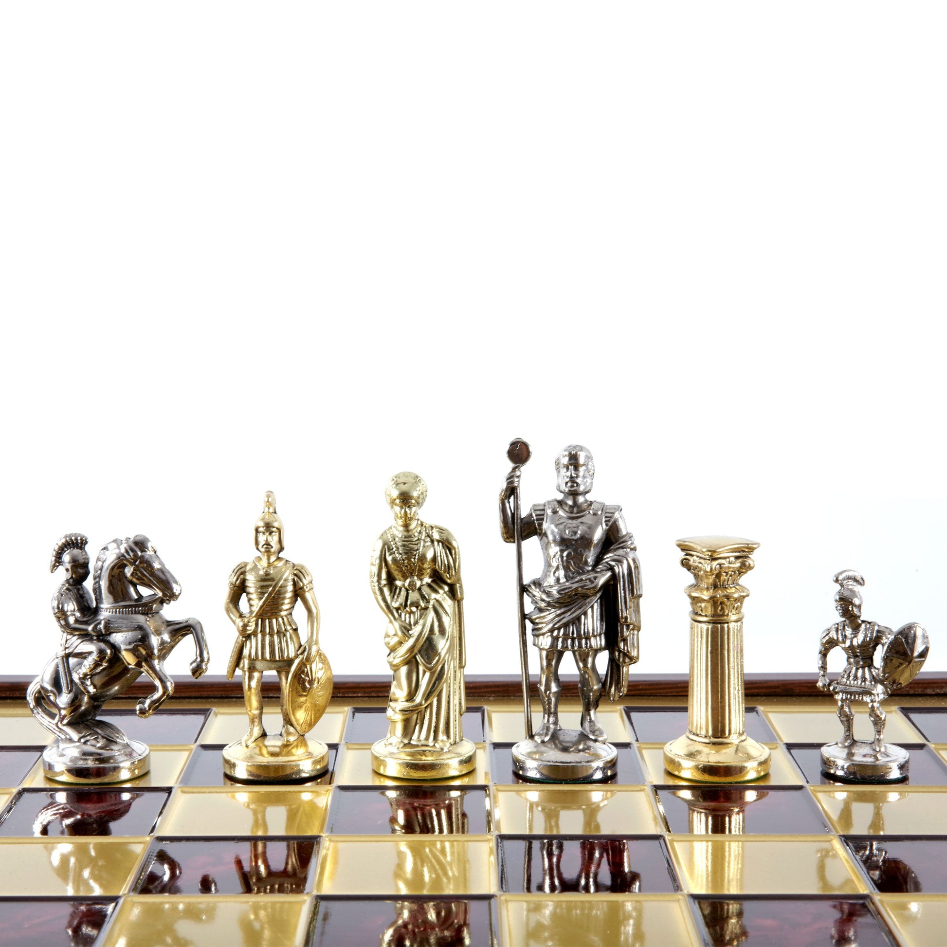 GREEK ROMAN PERIOD CHESS SET in wooden box with gold/silver chessmen and bronze chessboard 41 x 41cm (Large) - Premium Chess from MANOPOULOS Chess & Backgammon - Just €239! Shop now at MANOPOULOS Chess & Backgammon