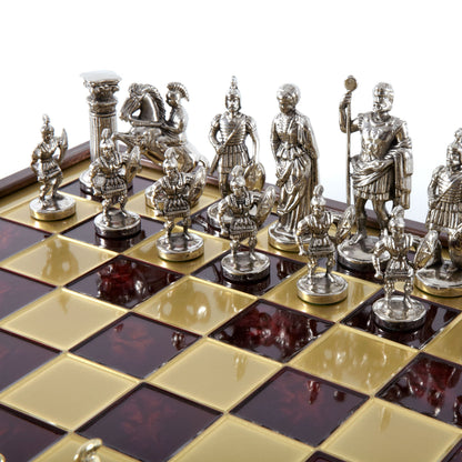 GREEK ROMAN PERIOD CHESS SET in wooden box with gold/silver chessmen and bronze chessboard 41 x 41cm (Large) - Premium Chess from MANOPOULOS Chess & Backgammon - Just €239! Shop now at MANOPOULOS Chess & Backgammon