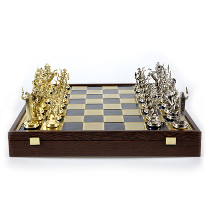 GREEK MYTHOLOGY CHESS SET in wooden box with gold/silver chessmen and bronze chessboard 48 x 48cm (Extra Large) - Premium Chess from MANOPOULOS Chess & Backgammon - Just €469! Shop now at MANOPOULOS Chess & Backgammon