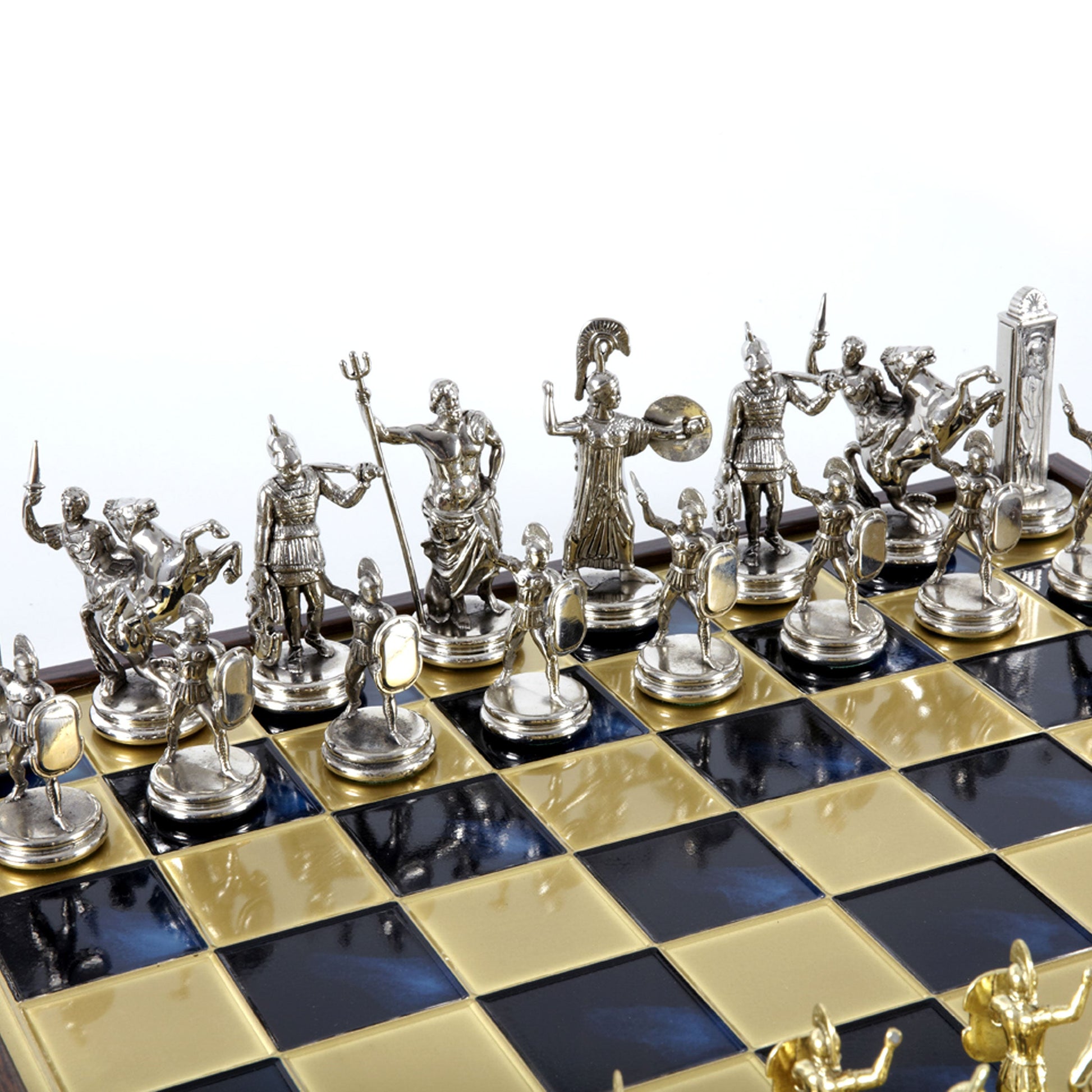 GREEK MYTHOLOGY CHESS SET in wooden box with gold/silver chessmen and bronze chessboard 48 x 48cm (Extra Large) - Premium Chess from MANOPOULOS Chess & Backgammon - Just €469! Shop now at MANOPOULOS Chess & Backgammon