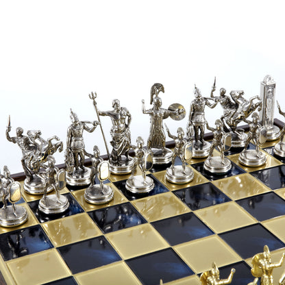 GREEK MYTHOLOGY CHESS SET in wooden box with gold/silver chessmen and bronze chessboard 48 x 48cm (Extra Large) - Premium Chess from MANOPOULOS Chess & Backgammon - Just €469! Shop now at MANOPOULOS Chess & Backgammon