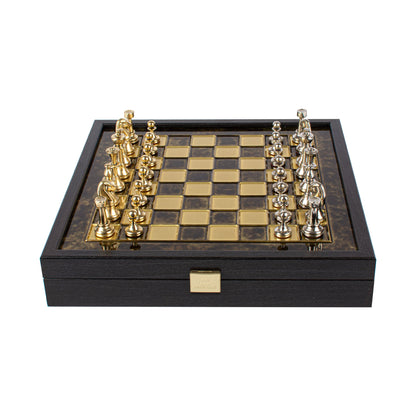 Handcrafted Classic Metal Staunton Chess Set in Wooden Box with Storage – Gold & Silver (Small) - Premium Chess from MANOPOULOS Chess & Backgammon - Just €145! Shop now at MANOPOULOS Chess & Backgammon