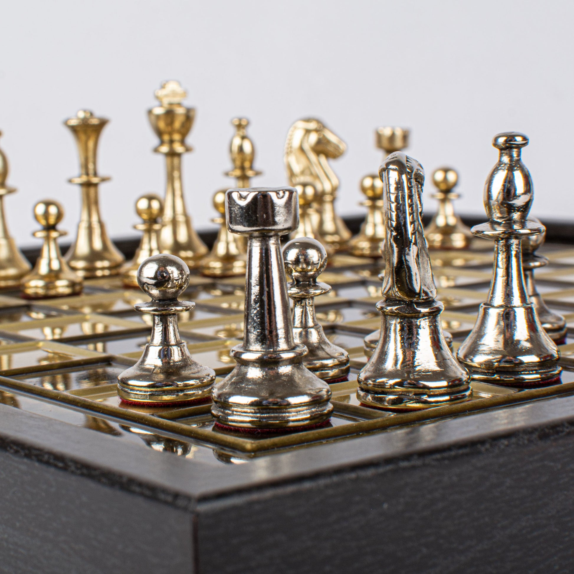 Handcrafted Classic Metal Staunton Chess Set in Wooden Box with Storage – Gold & Silver (Small) - Premium Chess from MANOPOULOS Chess & Backgammon - Just €145! Shop now at MANOPOULOS Chess & Backgammon