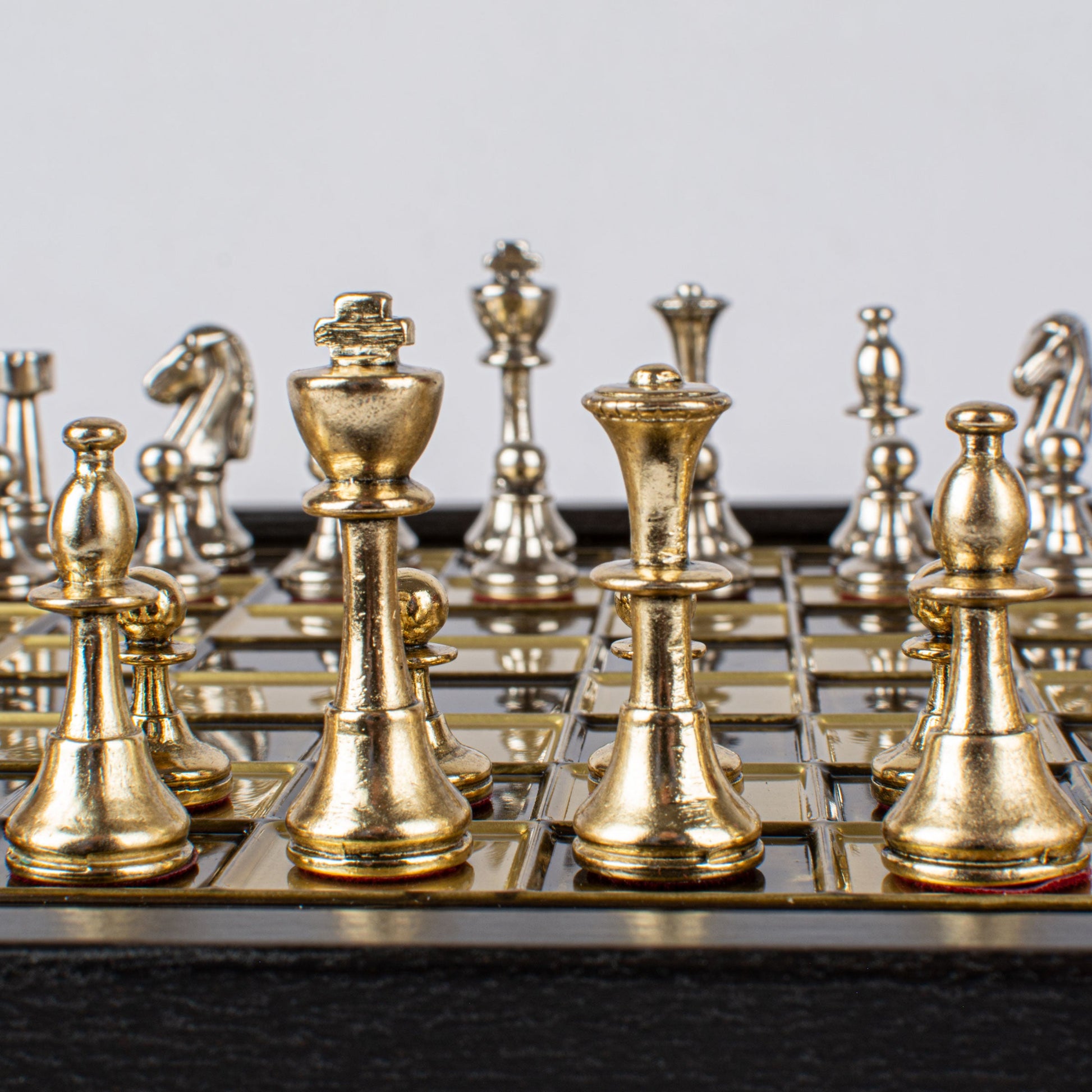 Handcrafted Classic Metal Staunton Chess Set in Wooden Box with Storage – Gold & Silver (Small) - Premium Chess from MANOPOULOS Chess & Backgammon - Just €145! Shop now at MANOPOULOS Chess & Backgammon