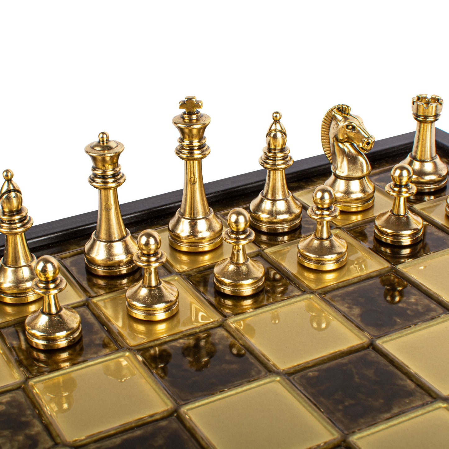 Handcrafted Classic Metal Staunton Chess Set in Wooden Box with Storage – Gold & Silver (Medium) - Premium Chess from MANOPOULOS Chess & Backgammon - Just €183! Shop now at MANOPOULOS Chess & Backgammon