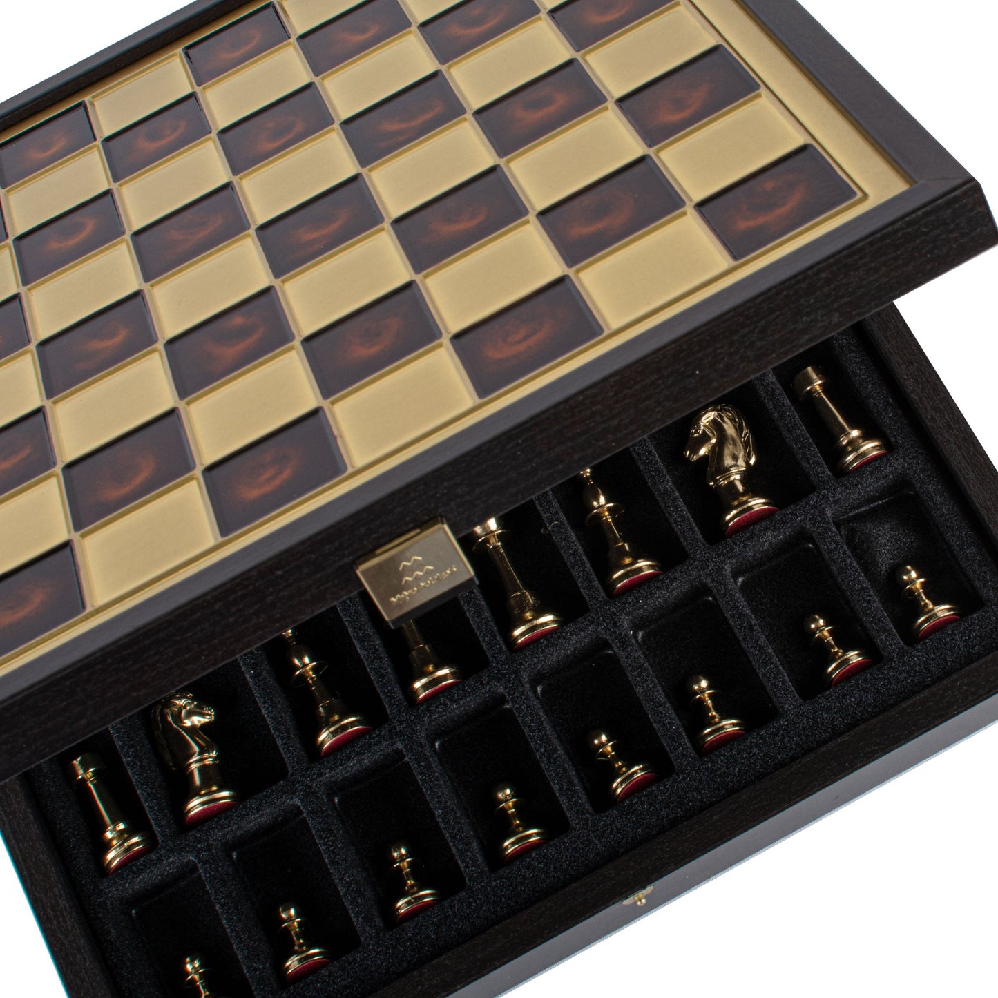 Handcrafted Classic Metal Staunton Chess Set in Wooden Box with Storage – Gold & Silver (Medium) - Premium Chess from MANOPOULOS Chess & Backgammon - Just €183! Shop now at MANOPOULOS Chess & Backgammon