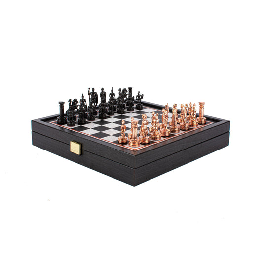 GREEK ROMAN PERIOD CHESS SET with black/copper chessmen and printed chessboard 27 x 27cm (Small) - Premium Chess from MANOPOULOS Chess & Backgammon - Just €49! Shop now at MANOPOULOS Chess & Backgammon