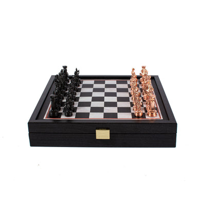 GREEK ROMAN PERIOD CHESS SET with black/copper chessmen and printed chessboard 27 x 27cm (Small) - Premium Chess from MANOPOULOS Chess & Backgammon - Just €49! Shop now at MANOPOULOS Chess & Backgammon