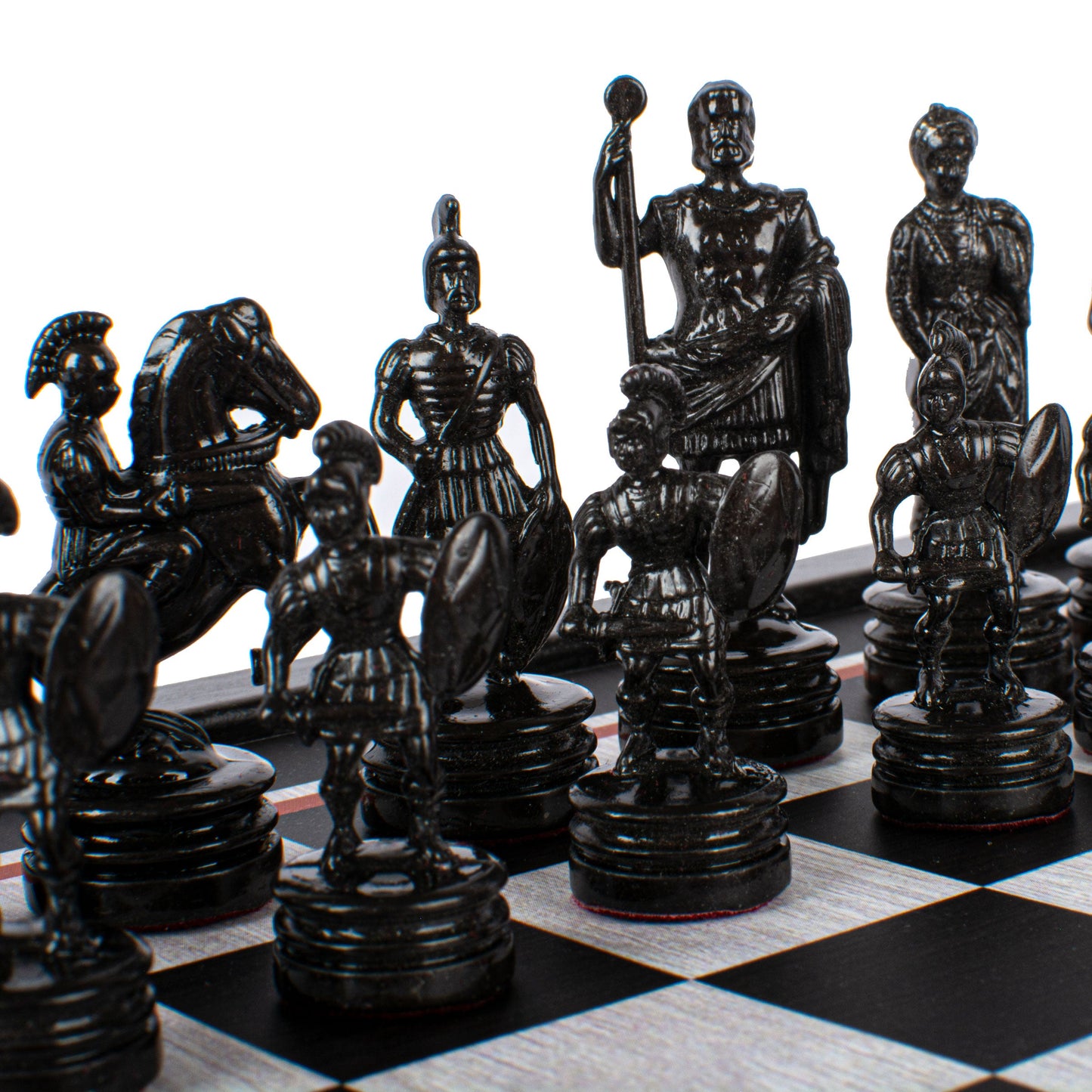 GREEK ROMAN PERIOD CHESS SET with black/copper chessmen and printed chessboard 27 x 27cm (Small) - Premium Chess from MANOPOULOS Chess & Backgammon - Just €49! Shop now at MANOPOULOS Chess & Backgammon