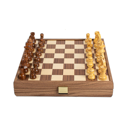 Handcrafted Walnut Chess Set - 27x27cm with Staunton Chessmen (6.4cm King) - Premium Chess from MANOPOULOS Chess & Backgammon - Just €123! Shop now at MANOPOULOS Chess & Backgammon