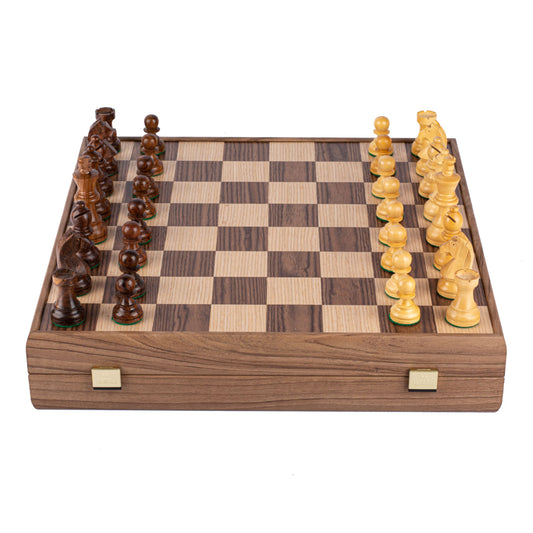 Walnut Chess Set - 43x43cm with Staunton Chessmen (8.5cm King) - Premium Chess from MANOPOULOS Chess & Backgammon - Just €172! Shop now at MANOPOULOS Chess & Backgammon