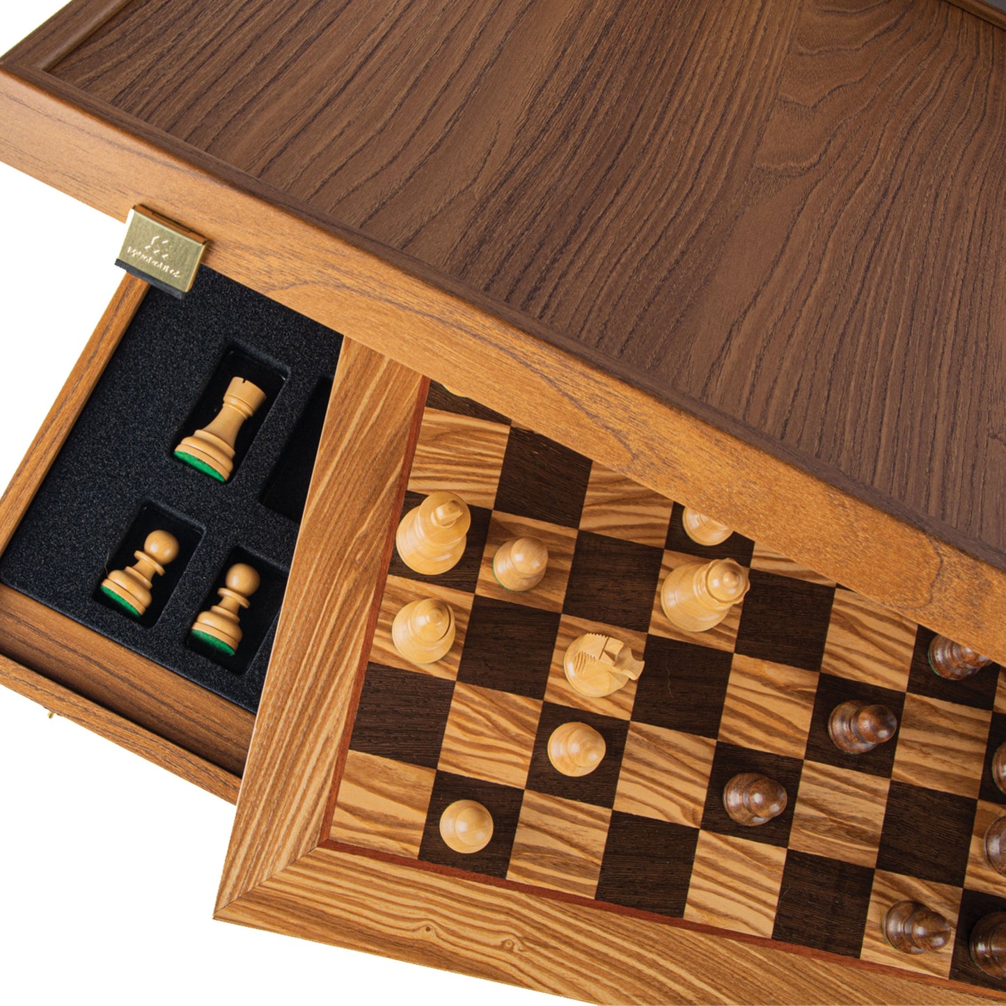 Olive Burl Chess Set - 40x40cm with Staunton Chessmen (8.5cm King) - Premium Chess from MANOPOULOS Chess & Backgammon - Just €205! Shop now at MANOPOULOS Chess & Backgammon